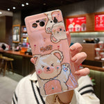 Lastma For Google Pixel 6 Case Cute Glitter Bling Cartoon Imd Soft Silicone Pixel 6 Tpu Shockproof Protective Phone Cases Cover For Girls And Women Pink Bear