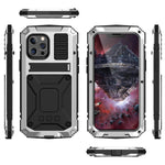Daktronics Wawz For Iphone 13 Pro Max Case With Screen Protector Outdoor Sports Military Heavy Duty Shockproof Sturdy Full Cover Hybrid Aluminum Metal Hard Case With Kickstand Silver 8