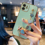 Compatible With Iphone 13 Pro Max Case Square 13 Pro Max Cases With Bracelet 6 7 Inch Case Plating Love Heart Phone Case Rugged Cell Phone Cases Fun Cute Side Small Pattern Green