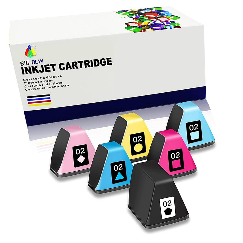 Ink Cartridge Replacement For Hp 02 Ink Cartridges Use In Hp Photosmart C5140 C5150 C5175 C5100 C5180 C6100 C6150 C6175 C6180 C6200 C7150 C7250 C7275 6 Pack