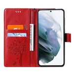Lemaxelers Galaxy S21 Plus Case Embossed Wishing Tree Wallet Shockproof Case Flip Premium Pu Leather Magnetic Card Slots With Stand Cover For Samsung Galaxy S21 Plus Wishing Tree Red Kt