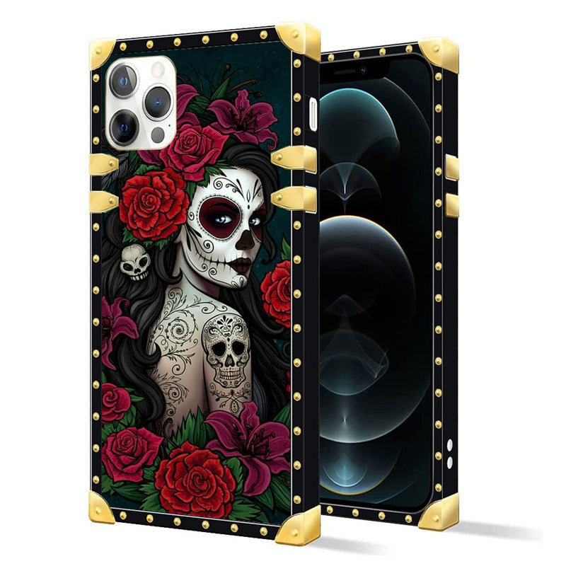 Chuanshi Phone Case Specially Designed For Iphone 13 Pro Max With Sugar Skull Girl Roses Metal Style Full Body Protection Shockproof Cover