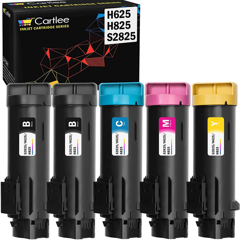 5 Compatible Toner Cartridges Replacement For Dell H825 Toner H625Cdw S2825 Mfp H625Cdw S2825Cdn H625 Cdw H825Cdw Smart Color Printer Ink 2 Black 1 Cyan 1 Ma