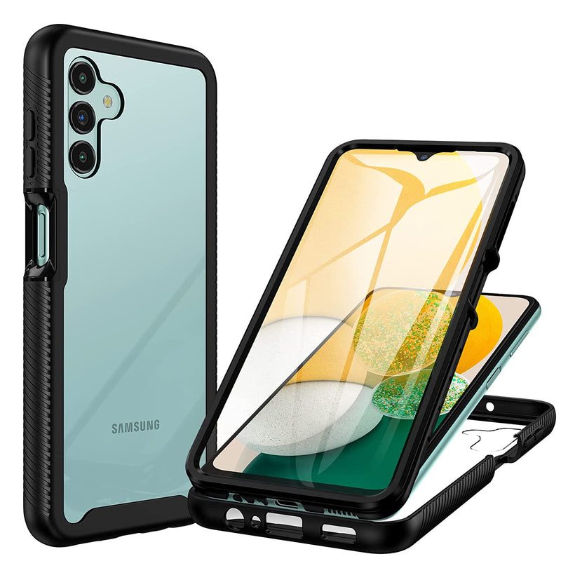 Cenhufo For Samsung A13 Case 5G Built In Screen Protector Full Body Clear Bumper Case Shockproof Protective Phone Cases Cover For Samsung Galaxy A13 Black