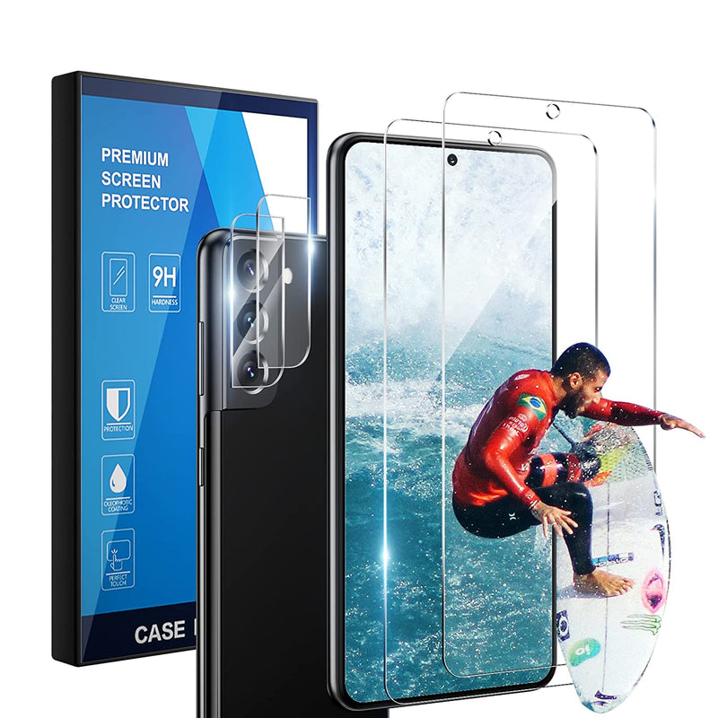 Mozaga Designed For Samsung Galaxy S22 Screen Protector 2 Pack Tempered Glass S226 1 5G Screen Protector 2 Pack S22 Camera Lens Protector Fingerprint Support Hd Clear Bubble Free