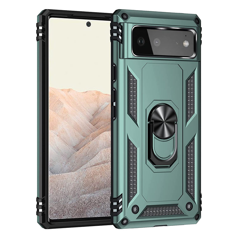 Korecase Designed For Google Pixel 6 Case Heavy Duty Rugged Full Body Shockproof Scratch Proof Screen Camera Protection Built In 360 Ring Kickstand Military Hard Cover For Men Women Green