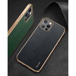 Omorro Compatible With Iphone 13 Pro Max Leather Case Slim Luxury Business Style Retro Classic Pu With Electroplate Shiny Gold Frame Soft Hybrid Bumper Shockproof Cover Protective Phone Case Black