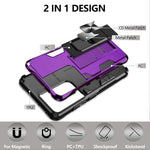 Compatible For Samsung Galaxy S21 Ultra Case With Hd Screen Protector Gritup Military Grade Dual Layer Protective Cover Built In Magnetic Kickstand Shockproof Case For Samsung S21 Ultra 5G Purple