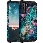 Hocase Galaxy S21 Fe 5G Case Heavy Duty Shockproof Protection Soft Silicone Rubber Hard Plastic Bumper Hybrid Protective Case For Samsung Galaxy S21 Fe 6 4 Display 2022 Mandala In Galaxy