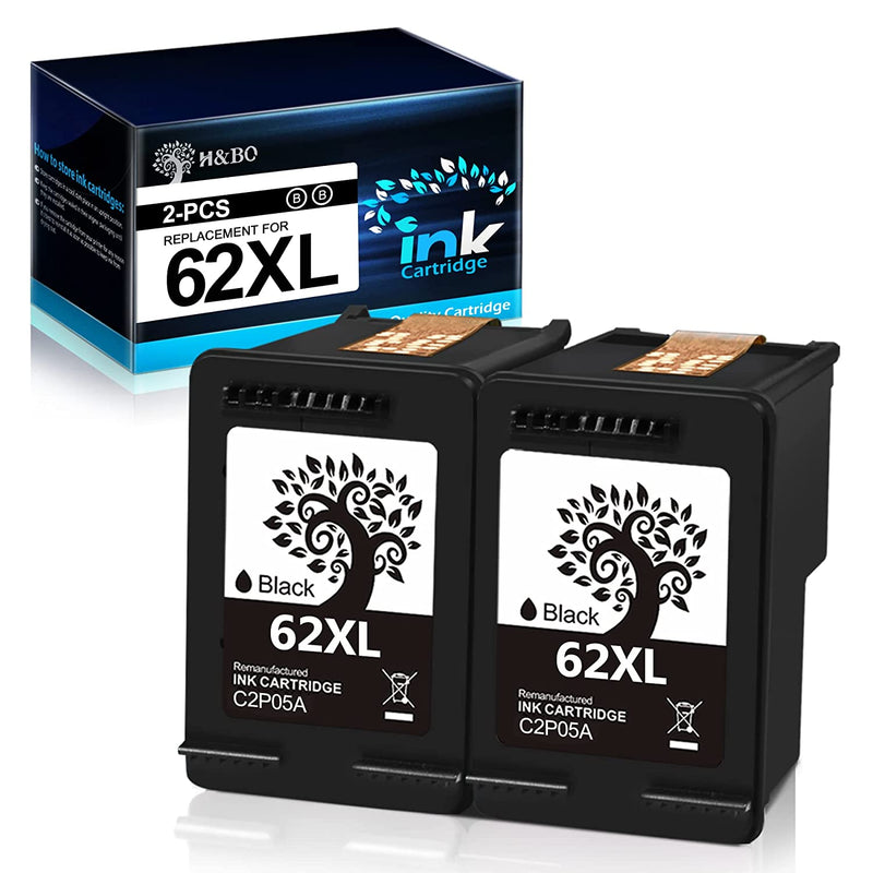 62 Ink Cartridge Replacement For Hp 62 Xl 62Xl Black For Envy 7640 5660 5540 5640 5660 7644 7645 Officejet 5740 250 5745 5746 200 Printer 2 Black