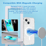 Clear Case For Iphone 13 Pro Compatible With Magsafe Magnetic Glitter Case For Girls Yellow Resistant Hard Pc Back Anti Scratch Sparkle Case Girls Women For Iphone 13 Pro 6 1White