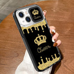 Fitunta Compatible With Iphone 13 Black Gold Queen Crown Case With Camera Cover Full Body Rugged Shockproof Protective Cover With Tempered Glass Screen Protector Built In Screen Protector