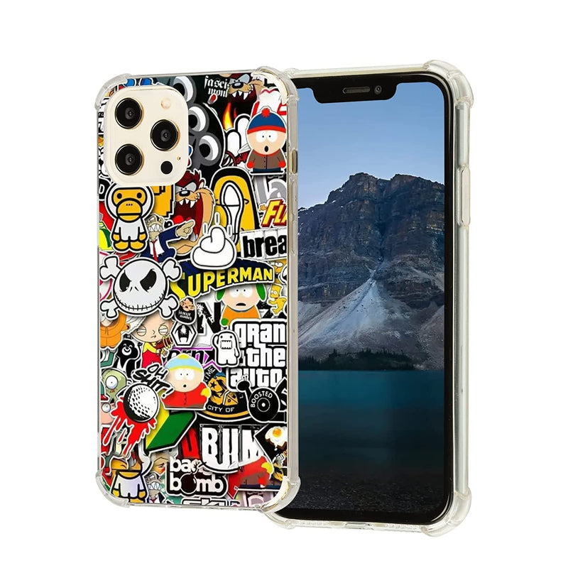 Fashion Pop Art Collage Case For Iphone 13 Pro Max Cute Cool Stickers Case Compatible With Iphone 13 Pro Max Trendy Design Tpu Bumper Case Support Wireless Charging