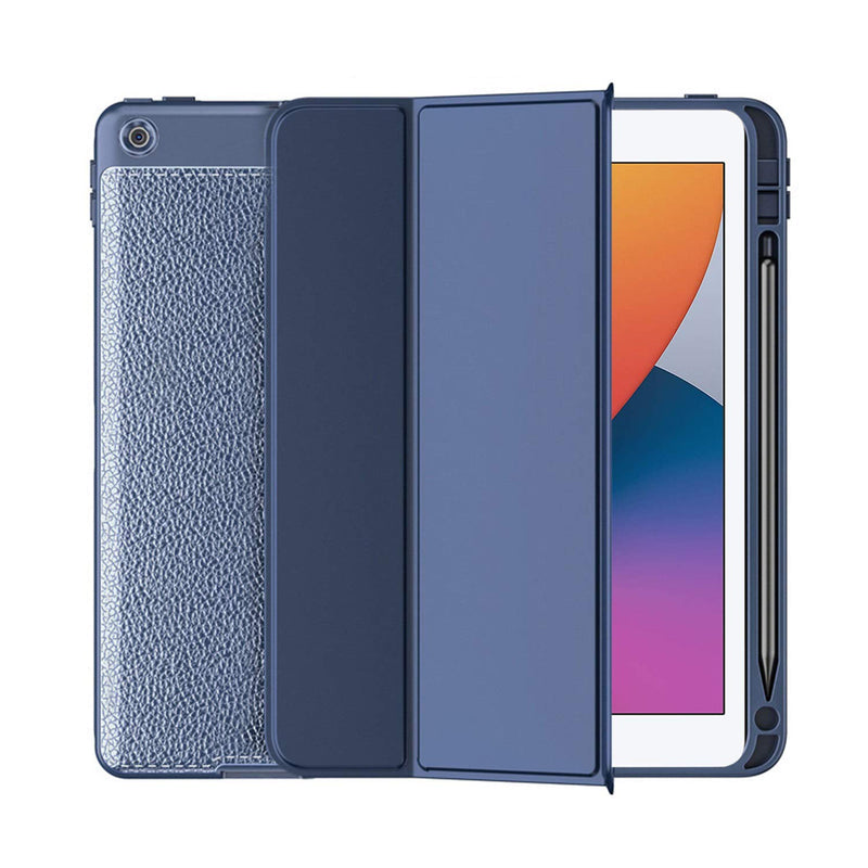 Designed For Ipad 8Th Gen 2020 7Th Generation 2019 10 2 Case With Pencil Holder Auto Wake Sleep Cover Premium Leather Shockproof Resistant Case For Ipad 10 2 2019 2020 Blue