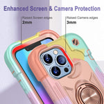 Lfurxzek For Iphone 13 Pro Case With Rotatable Double Rings Kickstand For Women Full Body Rugged Protective Soft Tpu Shock Absorbing Case For Iphone 13 Pro 6 1Colorful