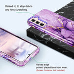 Lamcase For Samsung Galaxy S22 5G Case Heavy Duty Shockproof Hybrid Hard Pc Soft Tpu Bumper Three Layer Drop Protection Anti Fall Cover For Samsung Galaxy S22 6 1 Inch Purple Marble