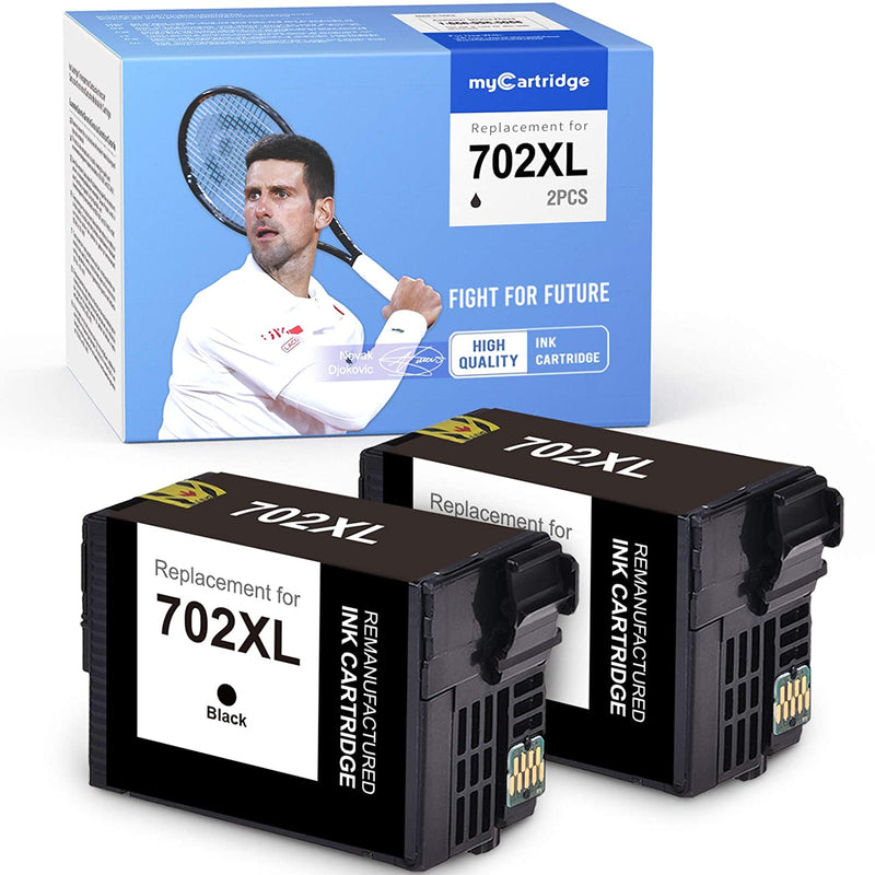 Ink Cartridge Replacement For Epson 702Xl 702 Xl T702Xl T702 Use With Epson Workforce Pro Wf 3720 Wf 3730 Wf 3733Aio Printer Black 2 Pack