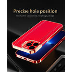 Kickstand Compatible With Iphone 13 Pro Max Case Slim Fit Luxury Carbon Fiber Back Cover Hybrid Plating Case With Hidden Stand Red