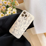 Compatible With Iphone 13 Pro Phone Case Fashion Art Line Face Painting Design 2 In 1 Protection Cover For Iphone 13 Pro Cases White