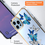 Lsl Compatible With Iphone 13 Pro Case Clear Butterfly Shockproof Protective Silicone Hard Back Cover For Women Girls Plating Camera Lip Designed For Iphone 13 Pro 6 1 Inch 2021 Blue Butterfly