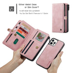 Kingsguard Compatible With Iphone 13 Pro Max Wallet Case Pu Leather Magnetic Detachable Zipper 17 Card Slots Kickstand Full Body Protection Pink Iphone 13 Pro Max