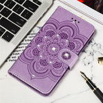 Cotdinfor Compatible With Google Pixel 6 Pro Case Glitter Wallet Case For Women Leather Crystal Embossed Flip Case With Card Holder And Stand Case For Google Pixel 6 Pro Diamond Mandala Purple Ld