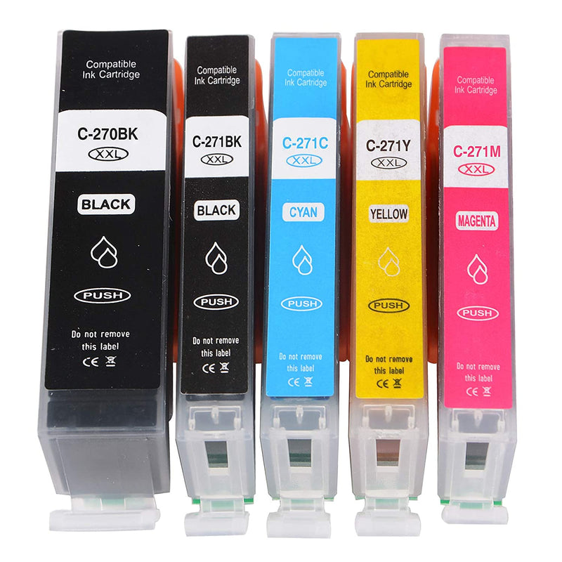 Vineontec 5 Pack Compatible Ink Cartridge For Canon Pgi 270Xl Cli 271Xl To Use With Pixma Mg6820 Mg5720 Printer By Large Black Cyan Magenta Yellow Small B