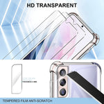 Kswous Clear Case For Samsung Galaxy S21 6 2 Inch 2 Pack Tempered Glass Screen Protector 2 Pack Camera Lens Protector Soft Tpu Bumper Anti Scratch Shockproof Anti Slip Protective Cover Case