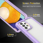 Jxvm For Samsung Galaxy A52 Built In Screen Protector Dual Layers Armor Full Body Protection Clear Back Cover Stripe Non Slip Bumper Heavy Duty Protective Cell Phone Case Light Purple