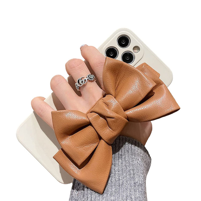 Big Bowknot Leather Case Compatible With Iphone 13 Pro Max Girls Women Bow Handbag Luxury Strap Elegant Soft Handmade Full Protection Phone Cover Casingbrown Iphone 13 Pro Max 6 7In