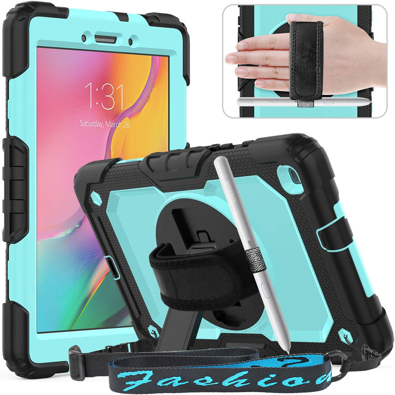 Tablet Case For Samsung Galaxy Tab A 8 0 Only Fit Sm T290 T295 T297 2019 Release Tablet Case Protector With Rotating Stand Screen Protector Handle Shoulder Strap Black Light Blue