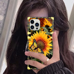 Kanghar Compatible With Iphone 13 Pro Max Case Sunflowers Butterfly Square Luxury Elegant Soft Tpu Full Body Shockproof Protective Metal Decoration Corner Back Cover Case For Iphone 13 Pro Max Case