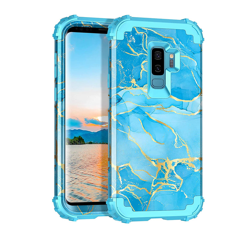 For Galaxy S9 Plus Case S9 Case Heavy Duty Shockproof 3 Layer Hard Pc Soft Silicone Bumper Rugged Anti Slip Protective Cases For Samsung Galaxy S9 Plus Blue Marble