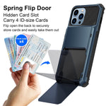 Jelanry For Iphone 13 Pro Max Case 4 Card Pocket Flip Wallet Id Credit Card Holder Slot Dual Layer Hybrid Armor Tpu Non Slip Bumper Protective Hard Shell Cover For Iphone 13 Pro Max 6 7 Inch Navy