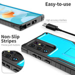 Exoguard For Samsung Galaxy S22 Ultra Case Rubber Shockproof Heavy Duty Case Built In Kickstand Blue