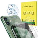 4 Pack Qhohq 2 Pack Tempered Glass Screen Protector 2 Pack Tempered Glass Camera Lens Protector For Apple Iphone 11 6 1 9H Hardness Hd Transparent Scratch Resistant Bubble Free