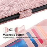 Petocase For Iphone 13 Pro Wallet Case Embossed Mandala Floral Leather Folio Flip Wristlet Shockproof Protective Id Credit Card Slots Holder Cover For Iphone 13 Pro 6 1 Rose Gold