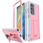 Fito For Samsung Galaxy S22 Ultra Case Dual Layer Shockproof Heavy Duty Case Built In Kickstand Pink