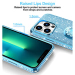 Bostone Iphone 13 Pro Max Case For Women Glitter Diamond Girls Ring Case With Wrist Strap Tpu Protective Phone Case For Iphone 13 Pro Max 6 7 Inch Blue