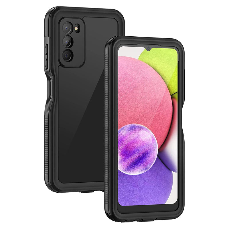 Lanhiem Samsung Galaxy A03S Case Ip68 Waterproof Dustproof Case With Built In Screen Protector Full Body Heavy Duty Shockproof Protective Cover For Galaxy A03S 6 5 Inch Black Clear