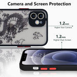 Urarssa Compatible With Iphone 12 Pro Max Case Fashion Cool Dragon Animal 3D Pattern Design Frosted Pc Back Soft Tpu Bumper Shockproof Protective Case Cover For Iphone 12 Pro Max Black