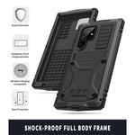 Compatible With Samsung Galaxy S22 Ultra Metal Case Kickstand Metal Case Heavy Duty Aluminum Shockproof Dustproof Cover For Galaxy S22 Ultra Samsung S22 Ultra Black