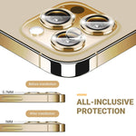 5 Pcs Vanzon Iphone 12 Pro Max Camera Lens Protector Tempered Glass Aluminum Alloy Camera Screen Ring Circle Cover Film Golden
