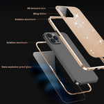 Case For Iphone 13 Pro Jonwelsy 360 Degree Full Body Protection Case Magnetic Attraction Metal Bumper Front Glass Plating Back Cover With Lens Protector For Iphone 13 Pro 6 1 2021 Bling Gold