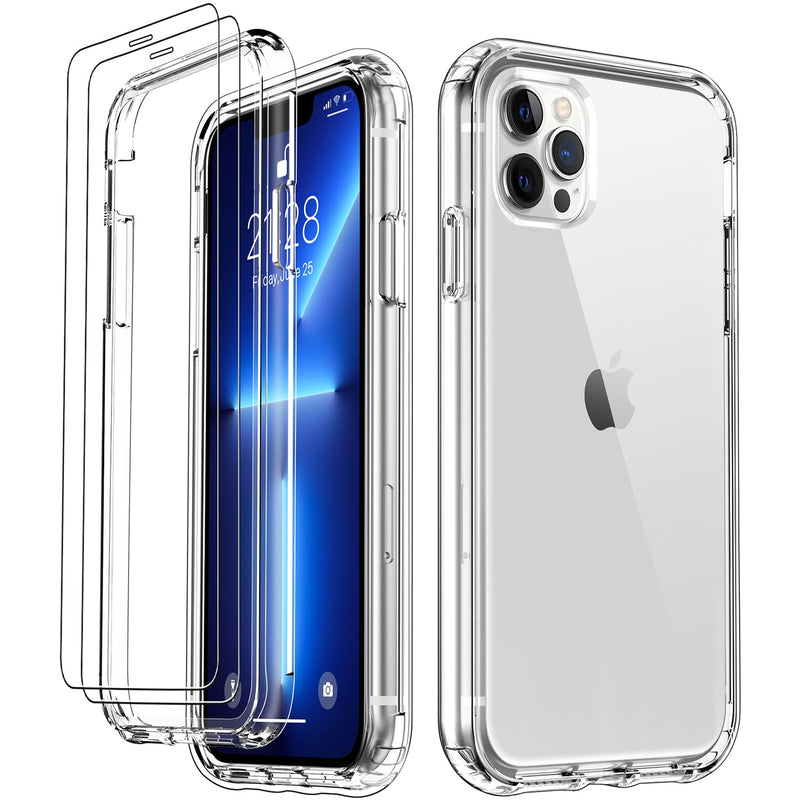 Dorismax Iphone 13 Pro Max Case With Glass Screen Protector Crystal Clear Pc Cover Soft Tpu Bumper Military Grade Shockproof Protective Phone Case For Apple Iphone 13 Pro Max 6 7 Clear