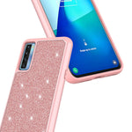 New Designed For Tcl 20S Glitter Case With Tempered Glass Shock Absorption