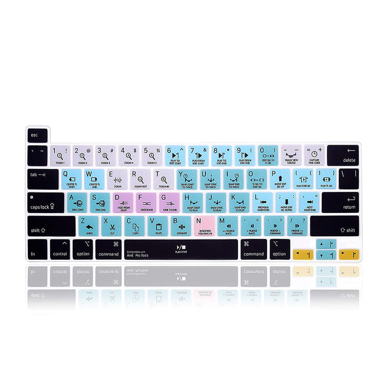 Pro Tools Shortcuts Hotkey Silicone Keyboard Cover Skin For Macbook Pro 16 Inch A2141 2019 For Macbook Pro 13 3 Inch 2020 M1 Chip A2338 A2251 A2289 With Touch Bar Touch Id Us Version