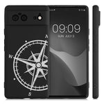 Kwmobile Tpu Silicone Case Compatible With Google Pixel 6 Case Soft Cover Navigational Compass White Black
