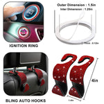 Yixin Car Accessories For Women Bling Car Accessories Set Bling Car Phone Holder Mount Bling Dual Usb Car Charger Car Coasters Bling Auto Hooks Bling Glasses Holders Red
