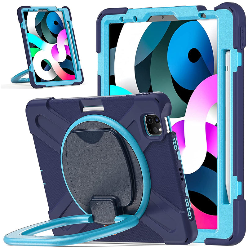 Kids Case For Ipad Pro 11 202120202018 Air 4 2020 Arc Color Shockproof Protective Cover With Rotating Bracket Stand 2020 Navy Blue